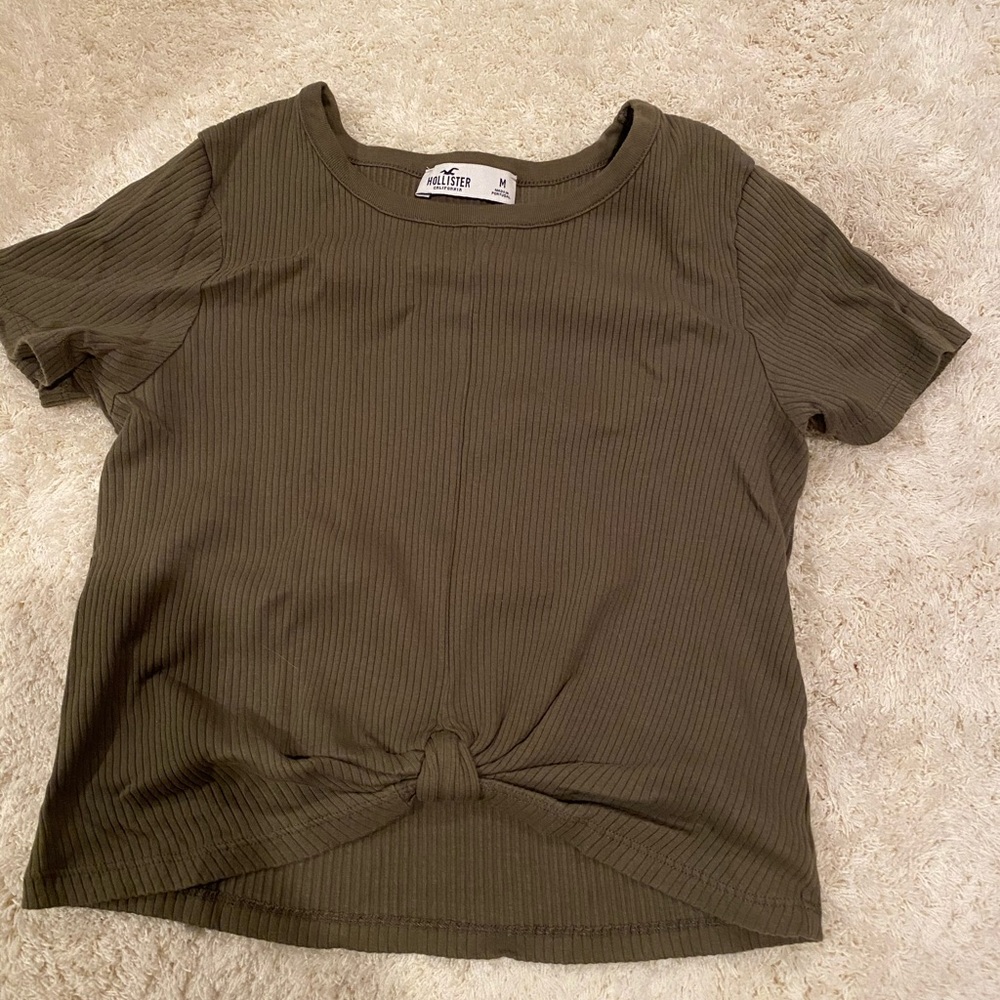 Green knotted Hollister crop top